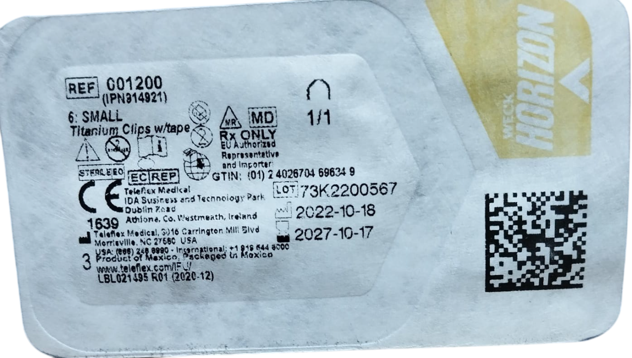 001200 Клипсы титановые лигирующие Teleflex Horizon 001200, размер Small ...